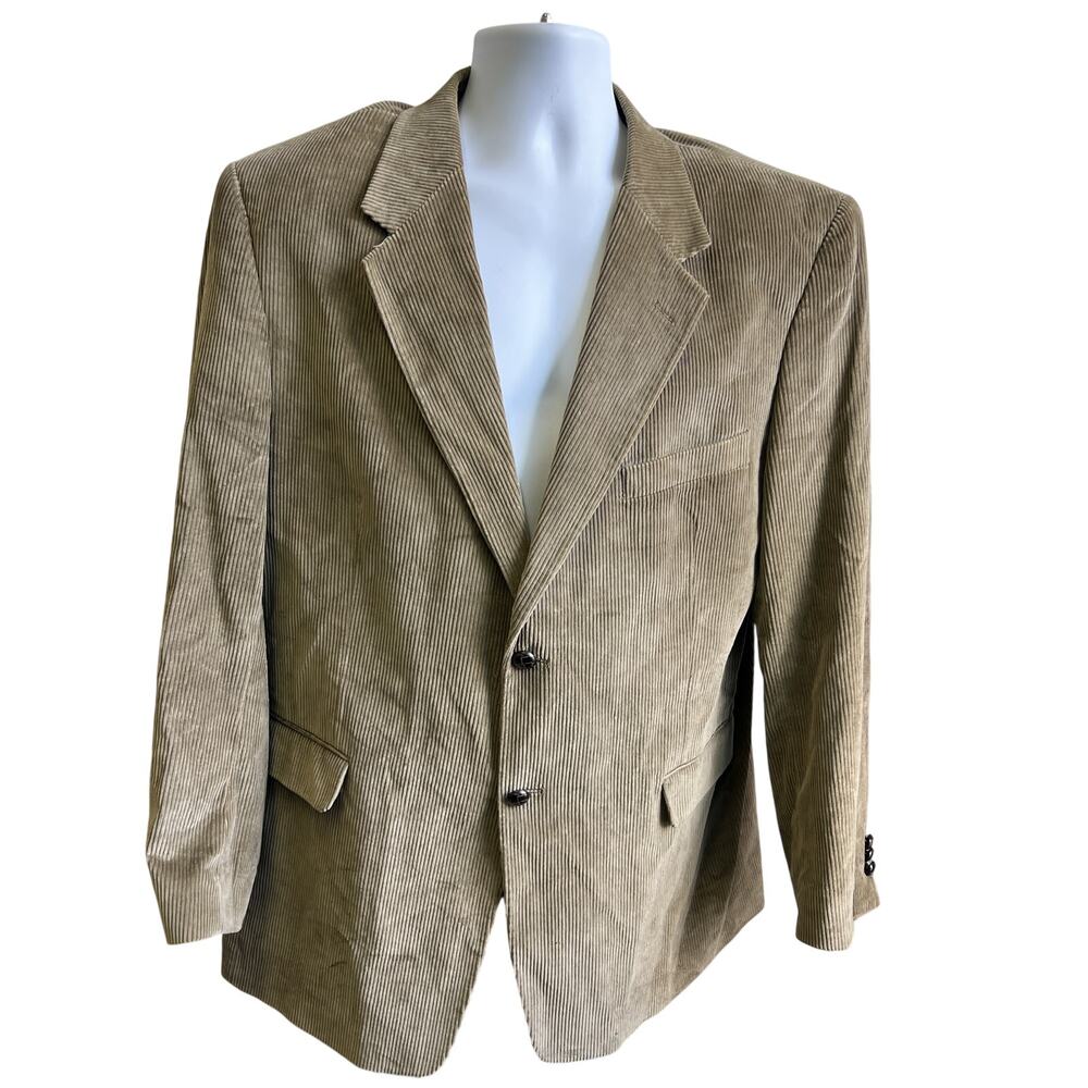 🧥 RBM Men’s 44R Tan Cotton Corduroy Blazer Sport Coat Modern Prep Uptown Punk